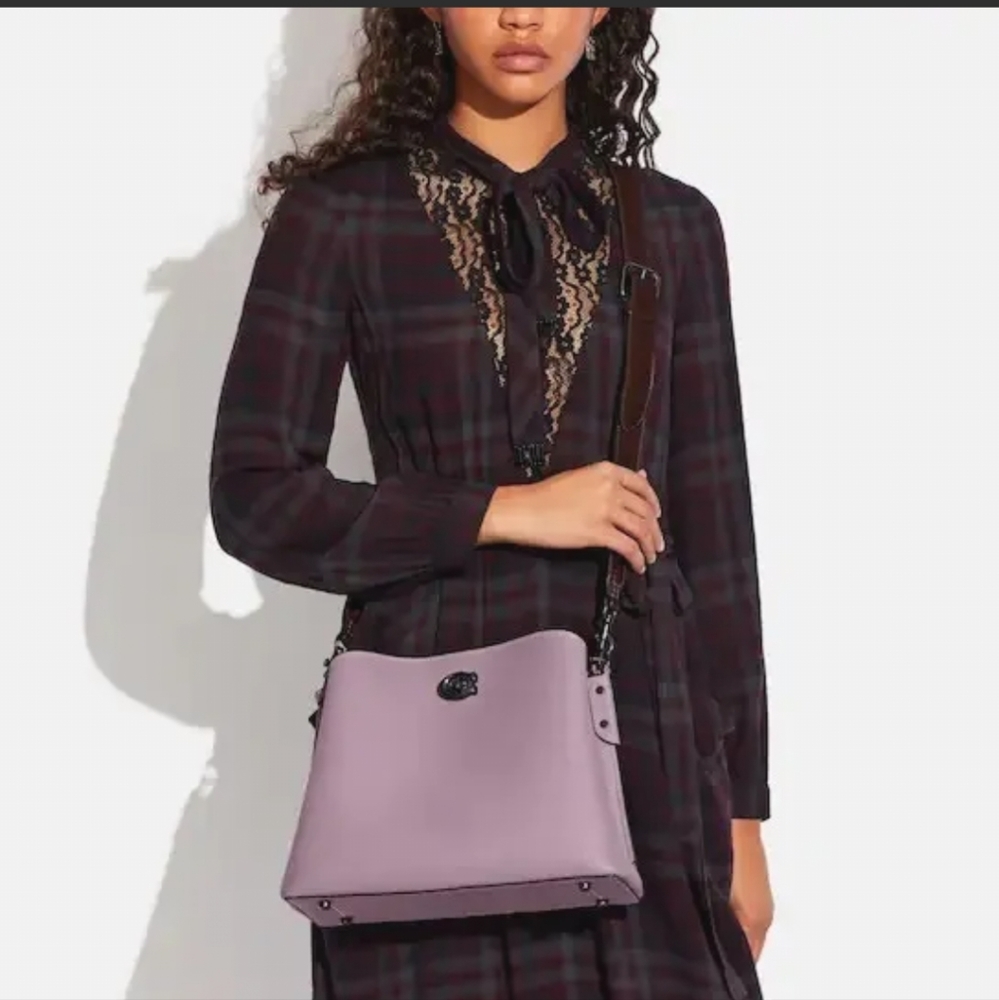 NWT Coach Willow Shoulder Bag In Colorblock Pewter/Ice Purple Multi Authentic